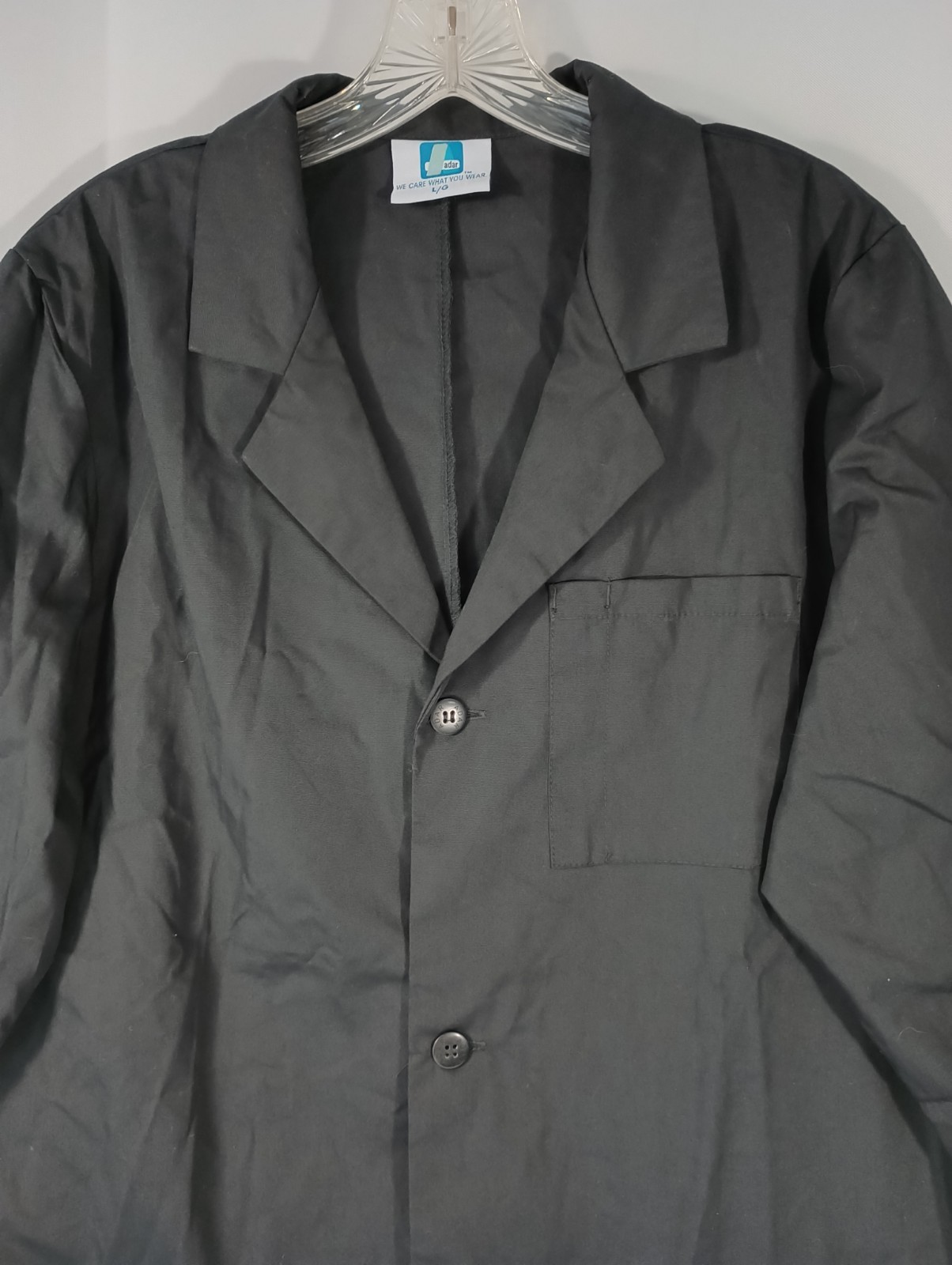 Adar NEW Unisex Large Black Doctor Nurse Multiple Pockets Consultation Coat