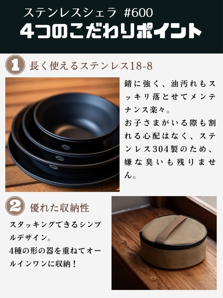 CAMPING MOON Tableware Camping Plate Stainless Steel Tableware Set with Canvas C