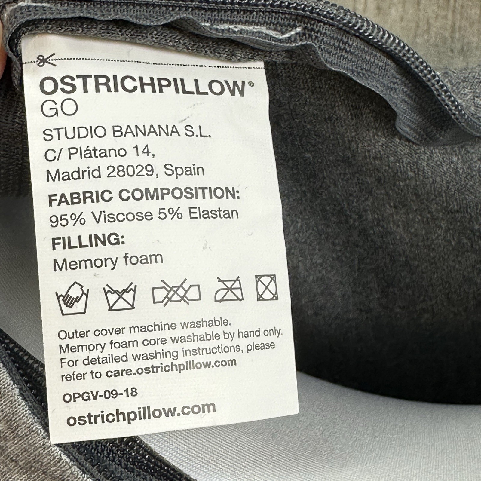 Ostrichpillow Go Memory Foam Travel Neck Pillow Midnight Gray