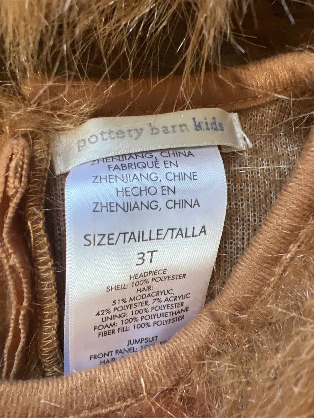 Pottery Barn Kids Orangutan Halloween Costume Size 3t NWT