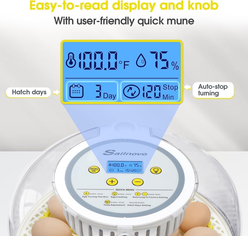 18 Egg Incubator for Hatching Eggs Chick Automatic Turning &Stop, Egg Candler