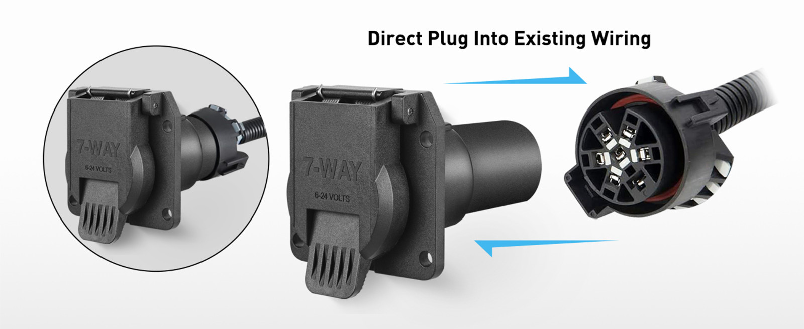7-Way Trailer/RV Blade Socket - OEM Replacement - USCAR to 7-Pin Vehicle-Side