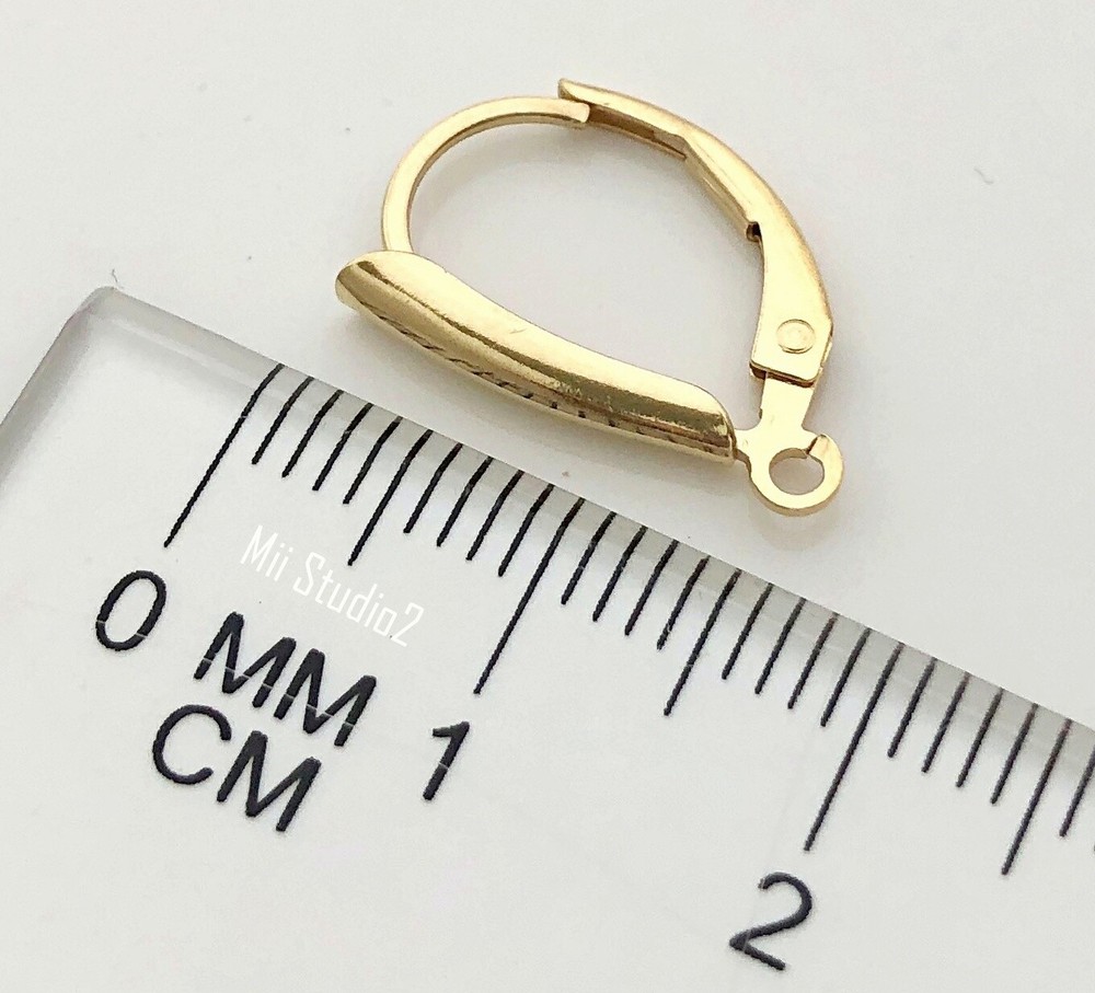 4pcs 14k Gold Filled Shield Leverback Earring Ear Wire with Open Ring E83g