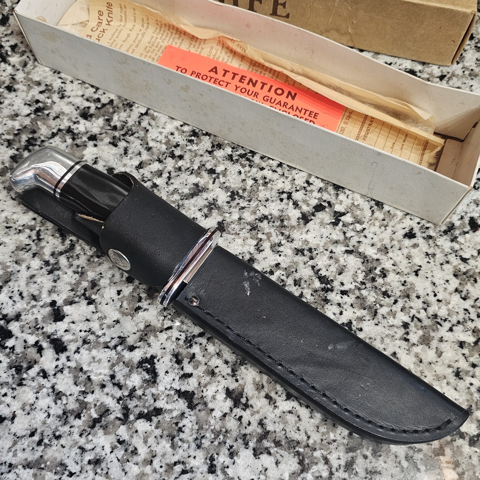 NEW NOS Vintage 10 1/2" 1972-1985 BUCK # 119 Knife w/ Sheath & 118 Box Papers