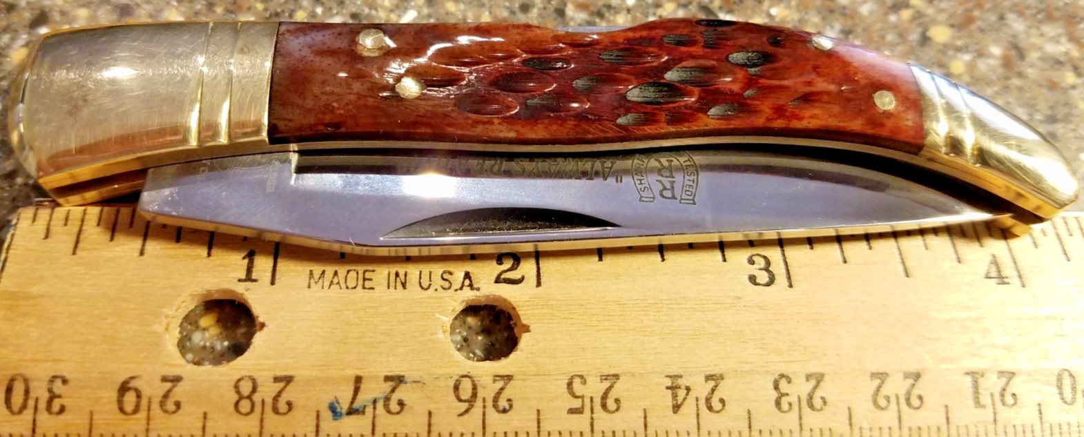 Rough Rider RR204, Brown Jigged Bone Texas Toothpick Lockback, 4-1/8", NEW, 2000