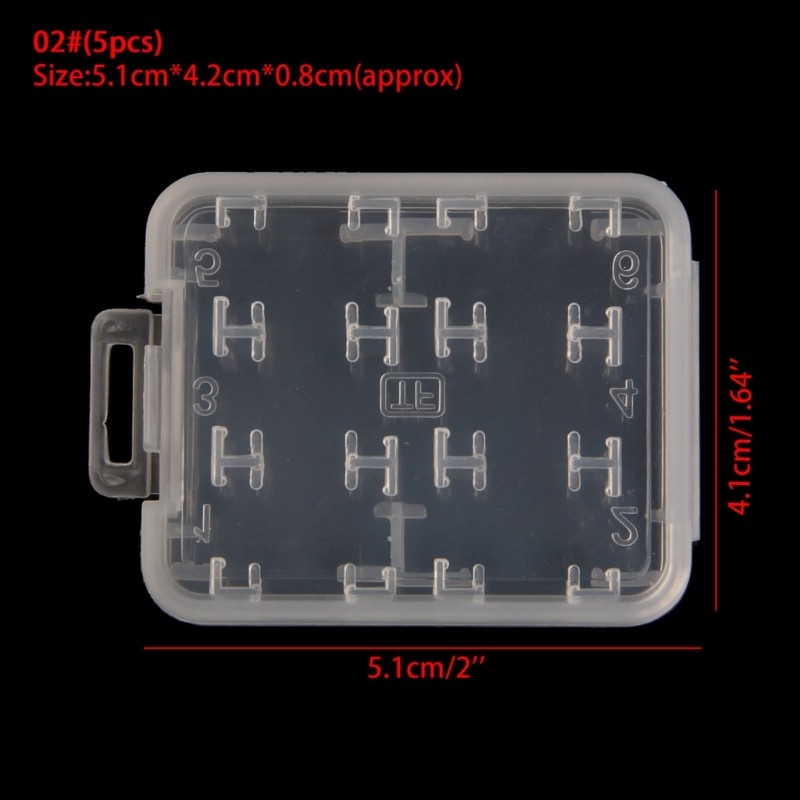 5 Pcs for MMC / Memory Card Transparent Plastic Storage for Case with 5