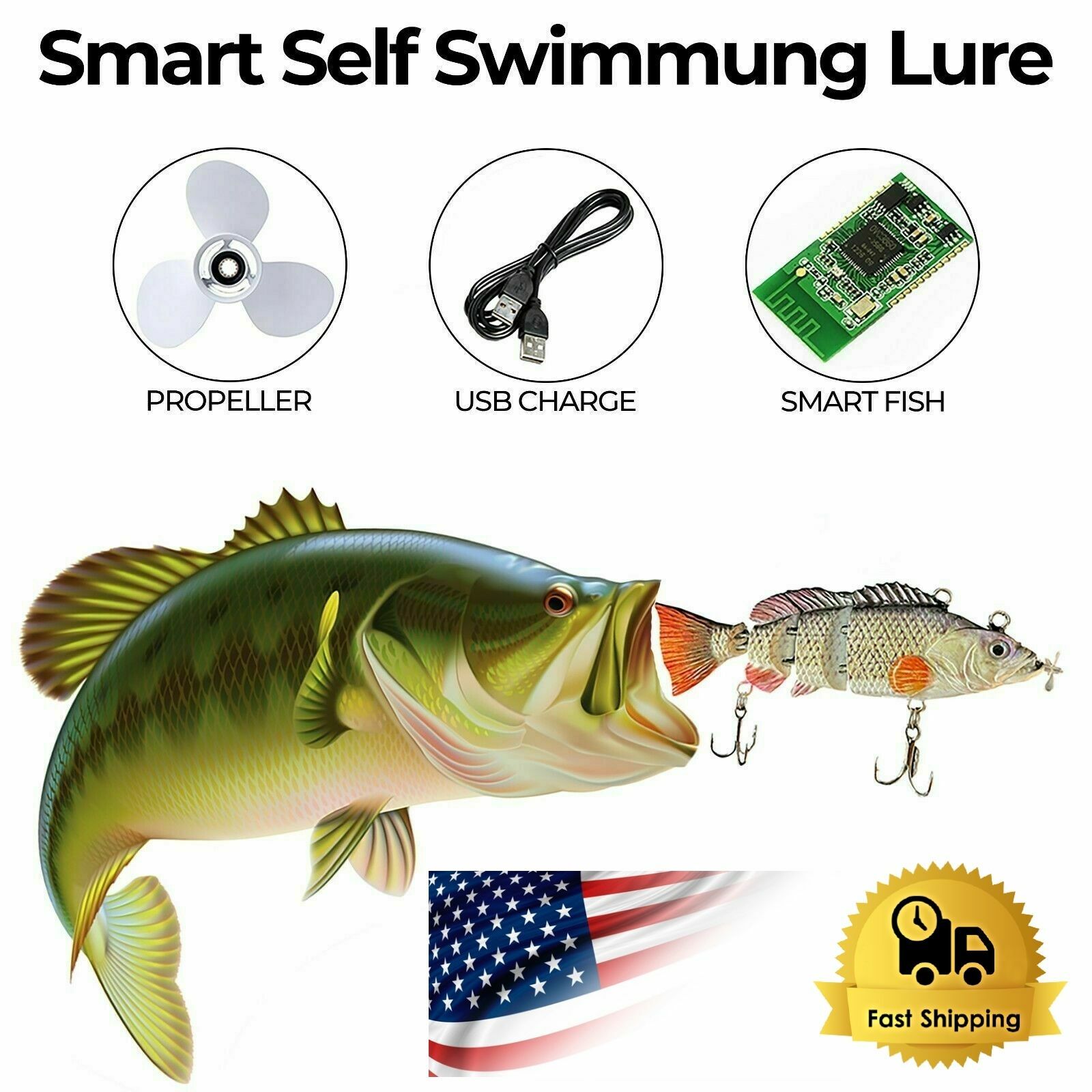 UFISH Fishing Bass Lures Muskie Baits Electric Animated Pike Fishing Lure