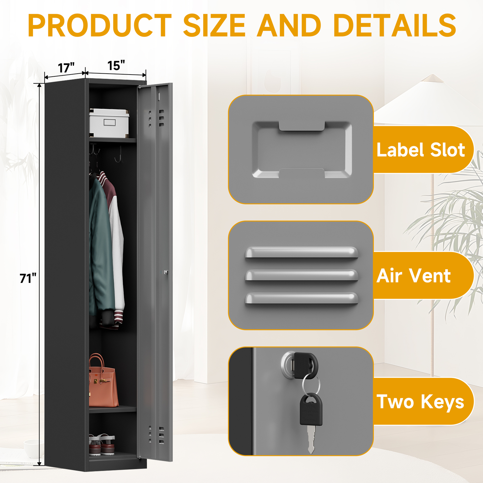 Metal Storage Cabinet Metal Locker with Door For Employees Office School Gym