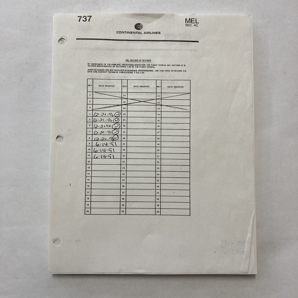 Boeing 737 Minimum Equipment List (MEL)