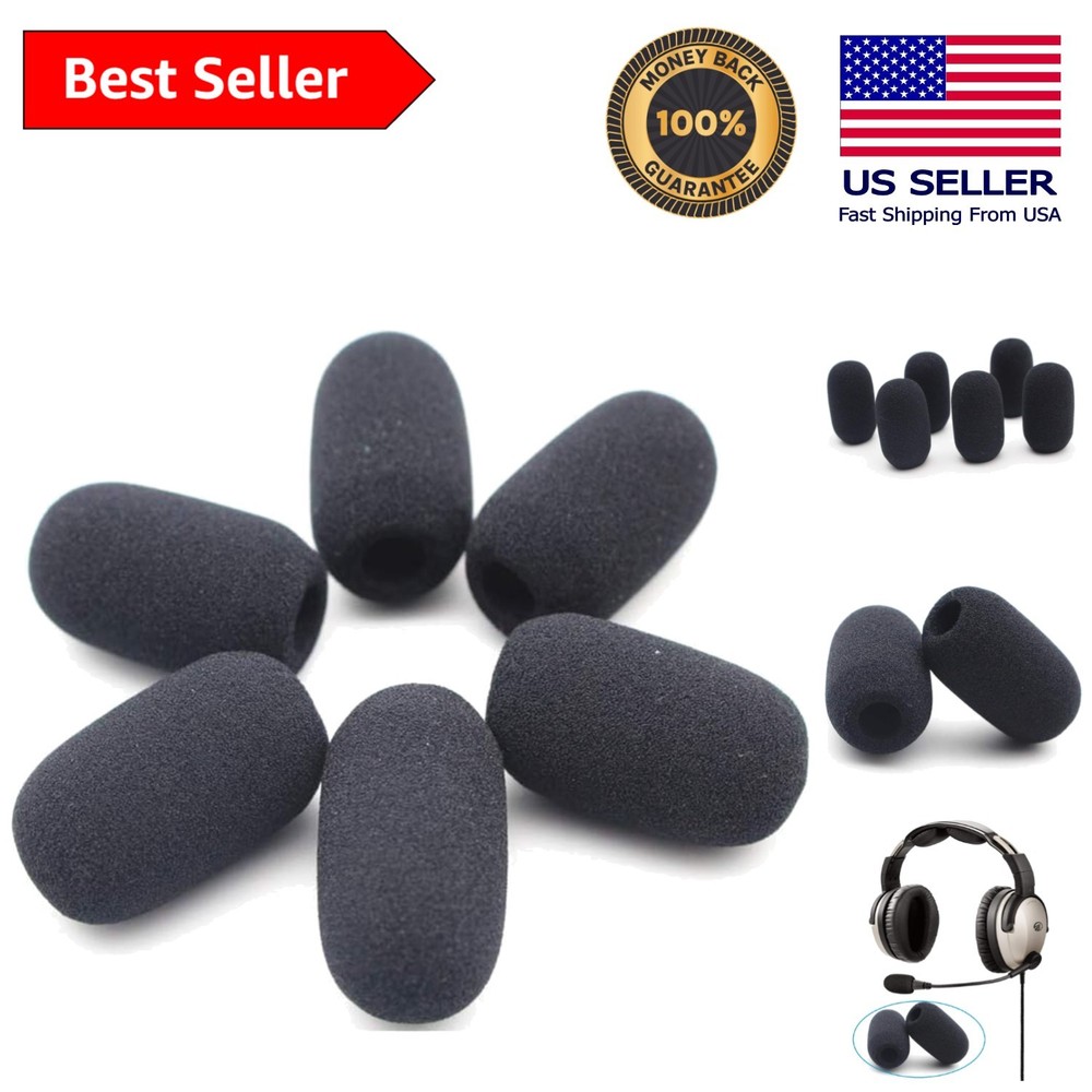 6 Pack Dense Microphone Windscreens for Lightspeed and David Clark Headsets