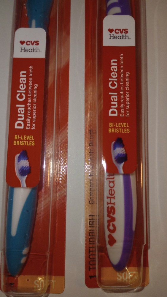 2 CVS Soft Dual Clean Soft Bristle Toothbrush