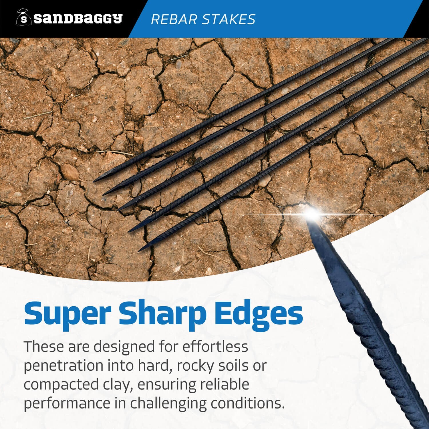 Sandbaggy 72" Steel Rebar Stakes with Nail Head - Garden Stakes (#4 Rebar)