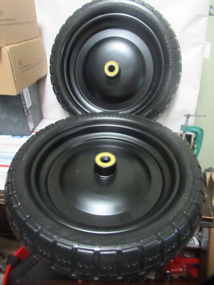 2 Pack 13" Flat free Solid Wheels with 5/8" Axle Bore Hole