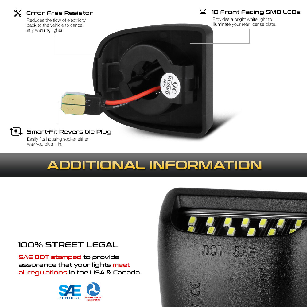 1999-2013 Chevy Silverado Avalanche BRIGHT SMD LED License Plate Lights Lamp SET