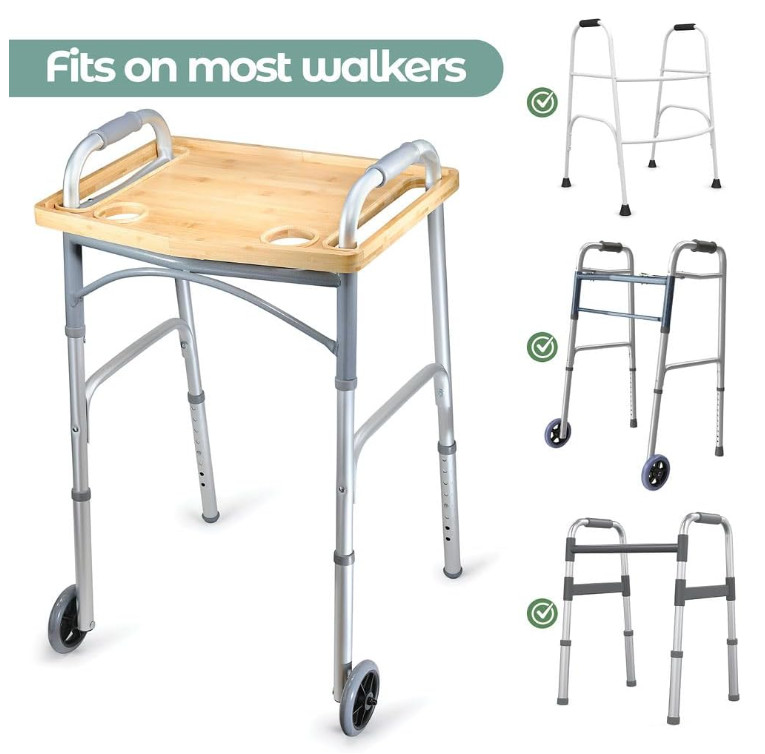 Walker Tray Table with Cup Holder Mobility Table Tray for Folding Walkers Foldab
