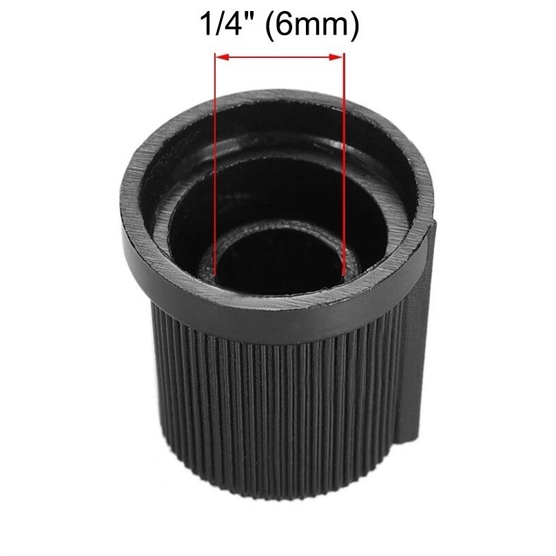 10 Black Plastic Round Potentiometer Knobs 6mm x 15mm