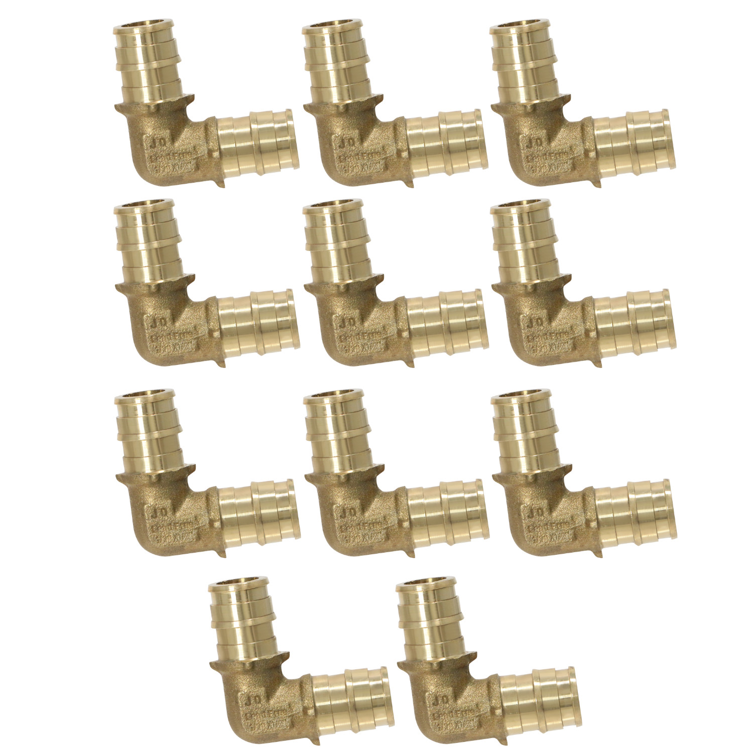 10 Pack XFITTING 1/2" Pex A Elbow, Expansion Elbow, Lead Free Brass