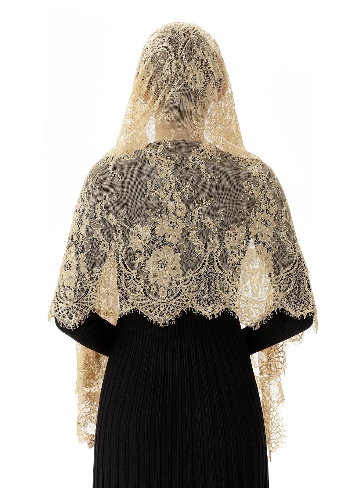 Rectangular Chapel Veil Spanish Lace Floral Mantilla Veils Wrap Shawl Mass He...