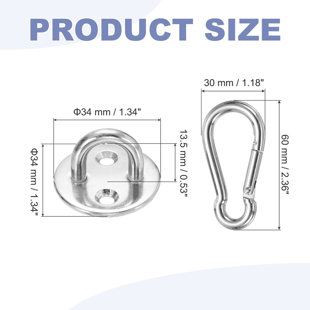 2Set M5 Eyelet Bracket Set Circular Hook Plate and Hook, Silver