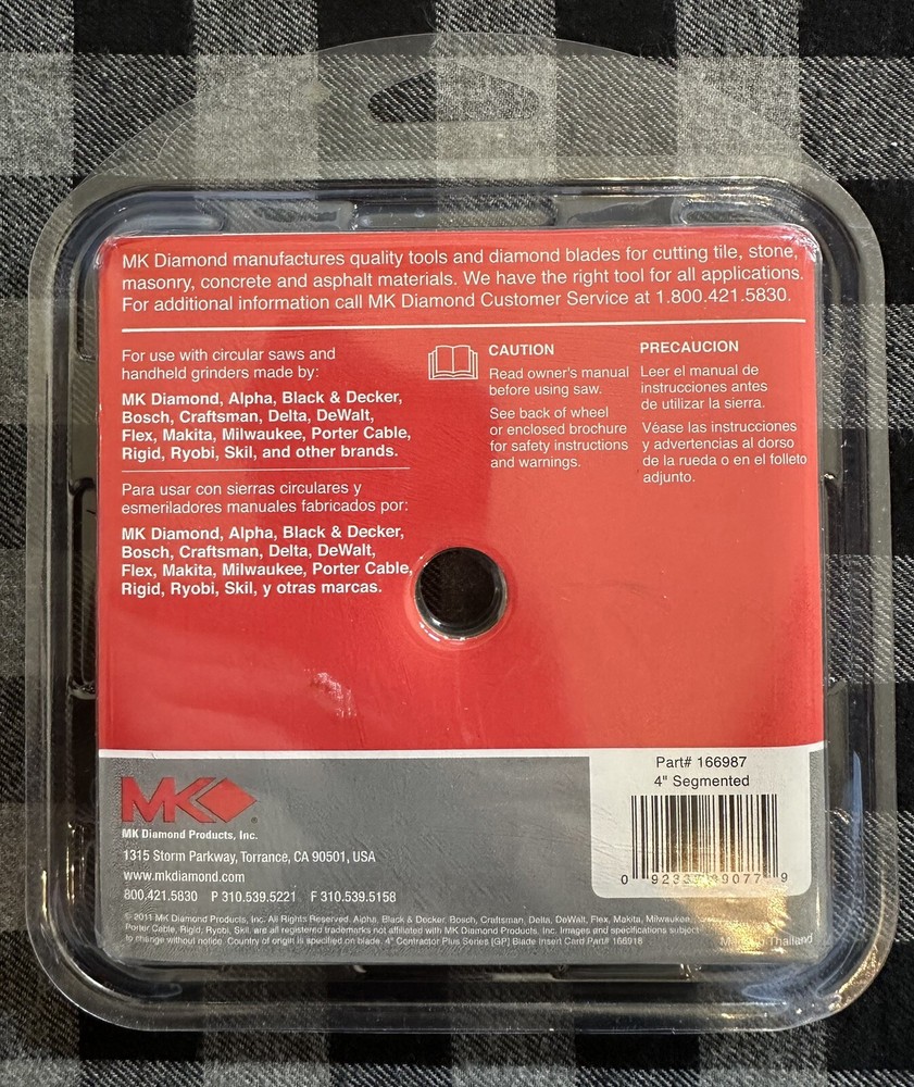 New - MK Contractor Plus Diamond 4” Segmented Blade - Part # 166987