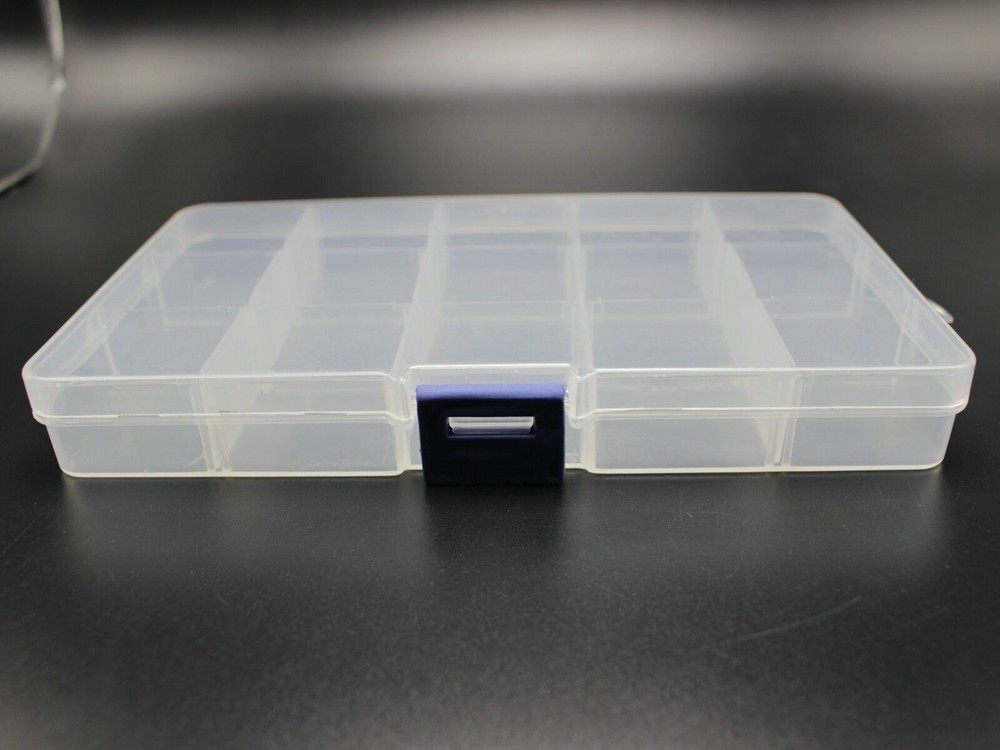 2 Pack 15 Grids Plastic Organizer Box Case Craft Bead Display Storage Container