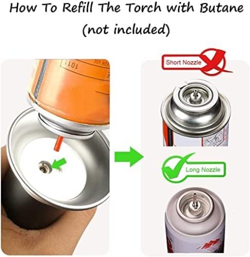 Mini Kitchen Blow Torch, Refillable, Adjustable Flame, Aluminum, 6"
