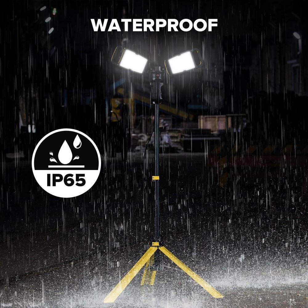Work Light with Stand, 12000 Lumen Dual-Head LED Work Light with Telescoping ...