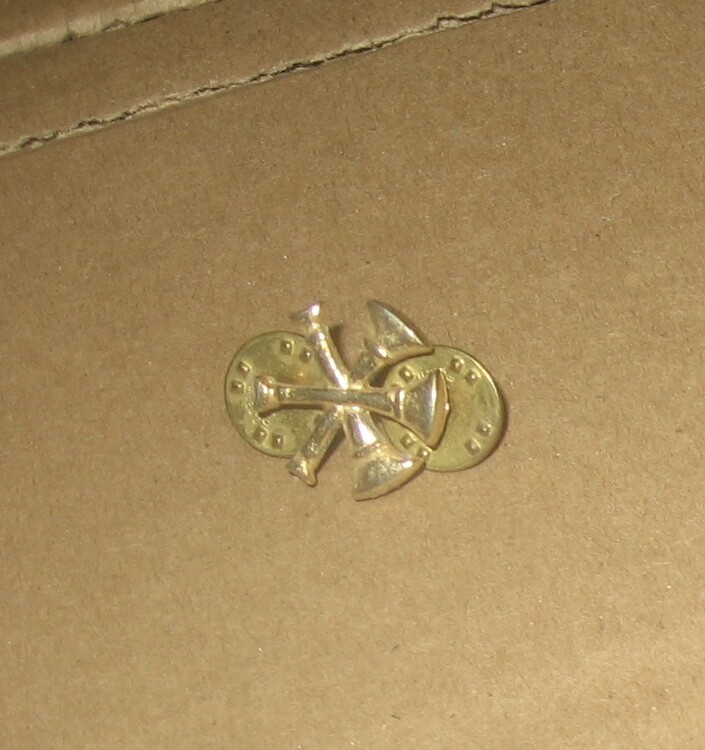 Firefighter Collar Pin. Three Crossed Bugles. Three Crossed Horns.
