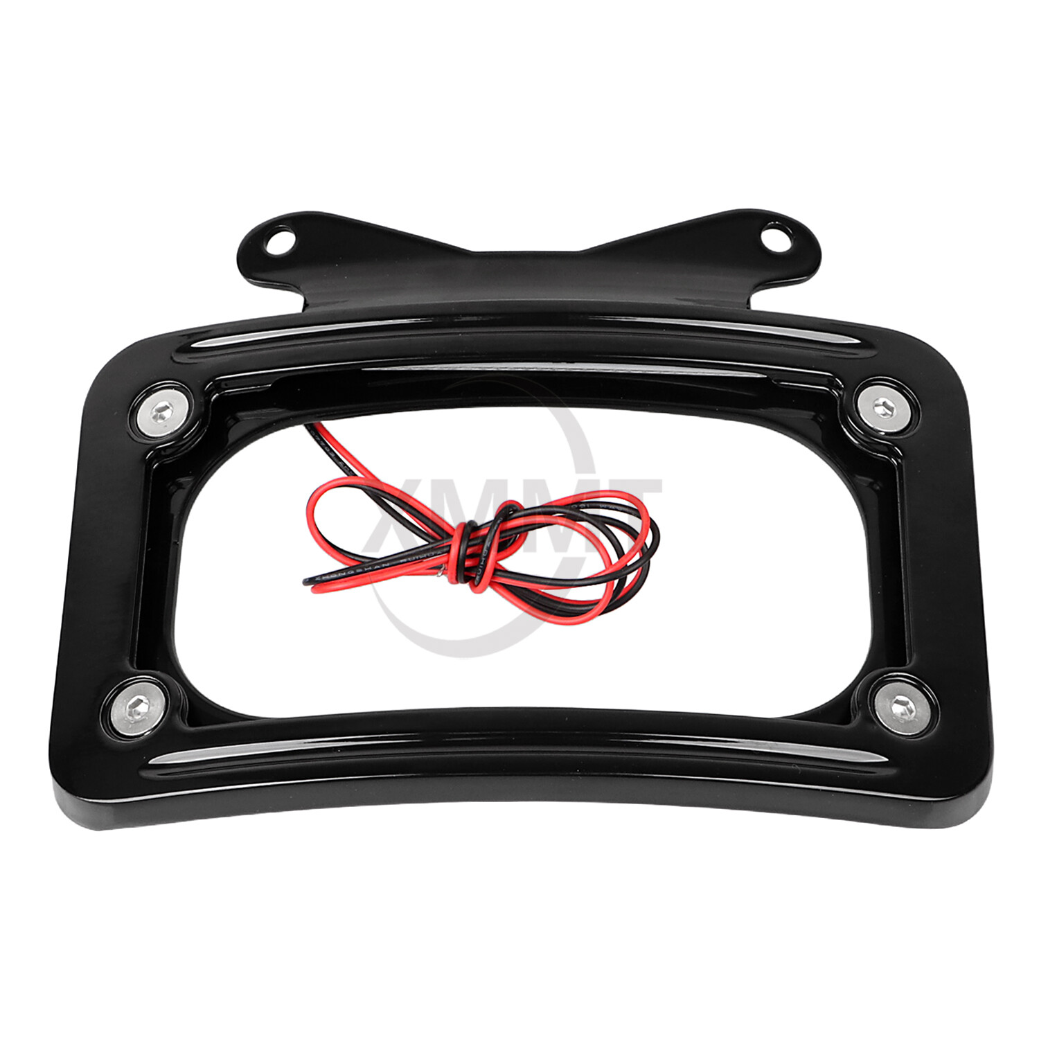 Black Curved License Plate Frame w/ LED Light For Harley Street Road Glide 10-23