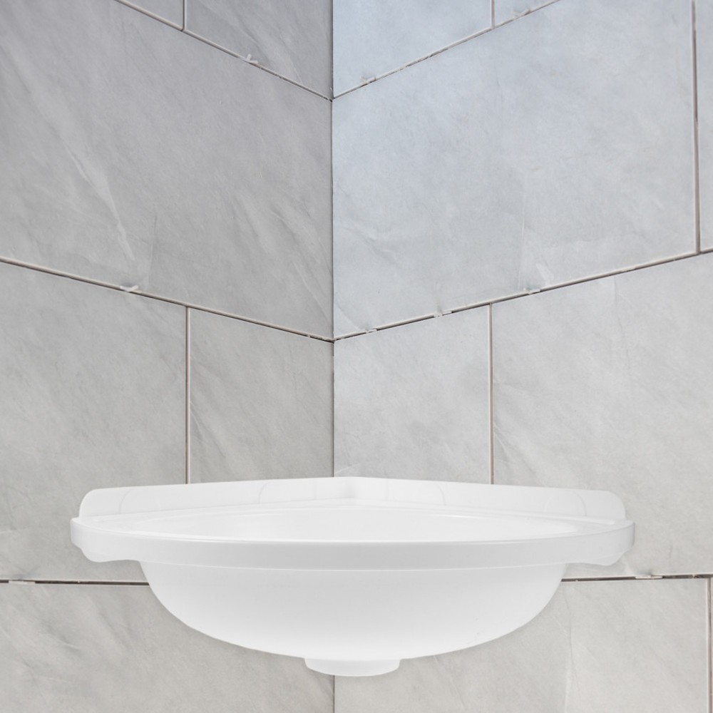 Corner Wall Mounted Bathroom Sink White Plastic Triangular Vessel Basin