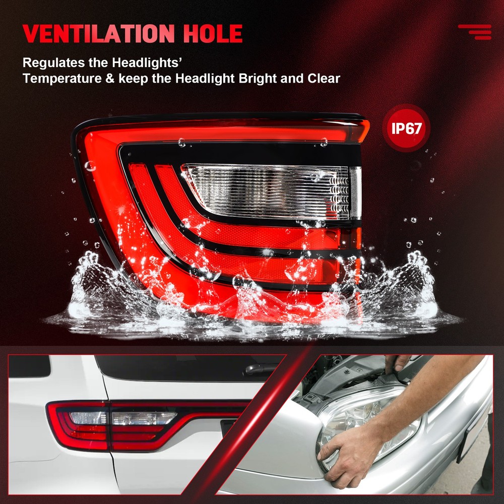 Left Driver Side Outer Full LED Tail Light Assembly For 2014-2025 Dodge Durango