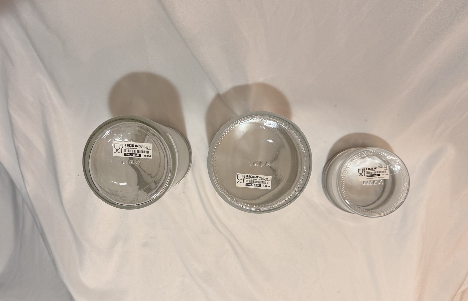 3 IKEA Droppar Frosted Glass Storage Jars w/Lids by Maya Robert Discontinued