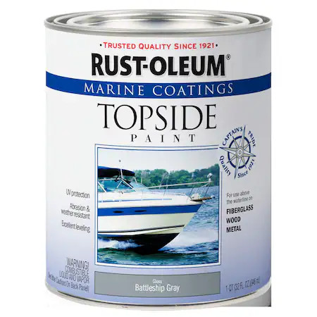 Rust-Oleum 207005 Marine Coatings Topside Paint, Gloss, Battleship Gray, 1 Quart