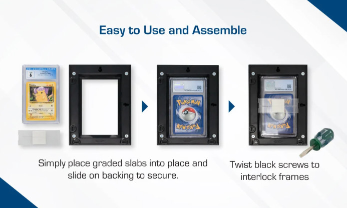 BCW (New) Black Interlocking Graded Card Frame - 4 Pack Wall Mount Display
