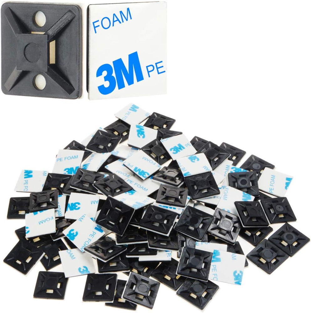 Cable Zip Tie Mounts Wire Cable Clips Holders 100 PCS 3/4" Black