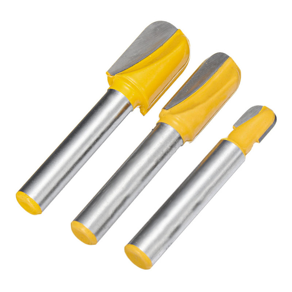 Long Reach 3 Bit Core Box Router Bit Set - 1/4" Shank
