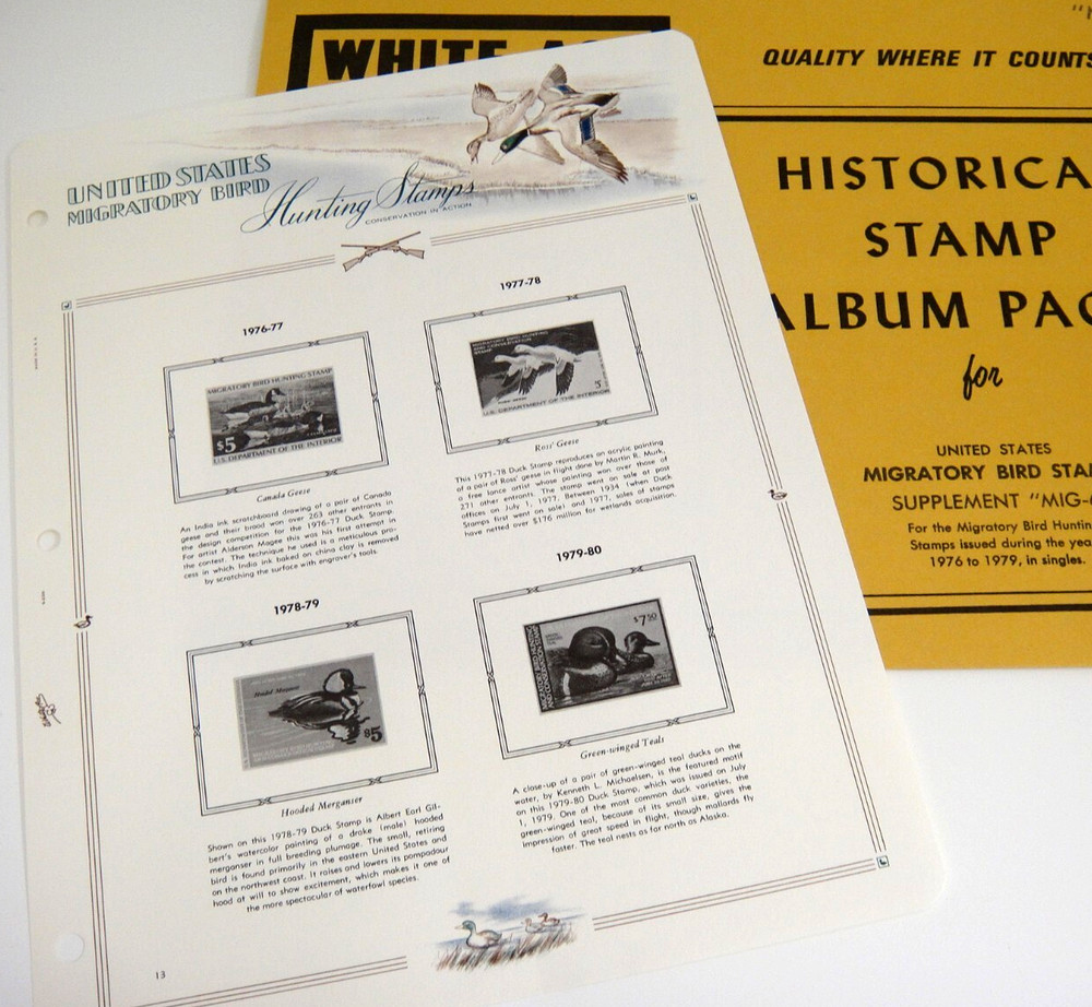 White Ace Migratory Bird Stamps Supplements 1972-1975 MIG-5 & 1976-1979 MIG-6