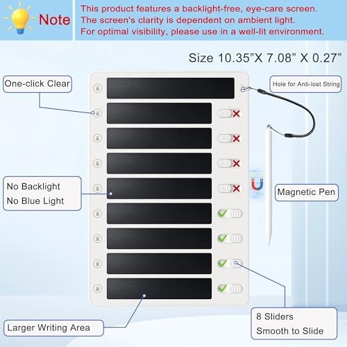 Upgrade 1Pack LCD Writing Tablet Magnetic Chore Chart, to Do List ADHD Tool,