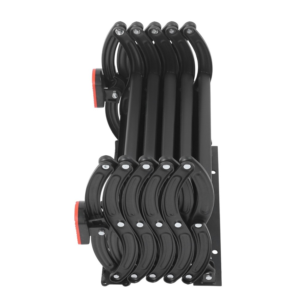 5-Step Wall Mounted Folding Ladder, Black Retractable Telescoping Step Stairs