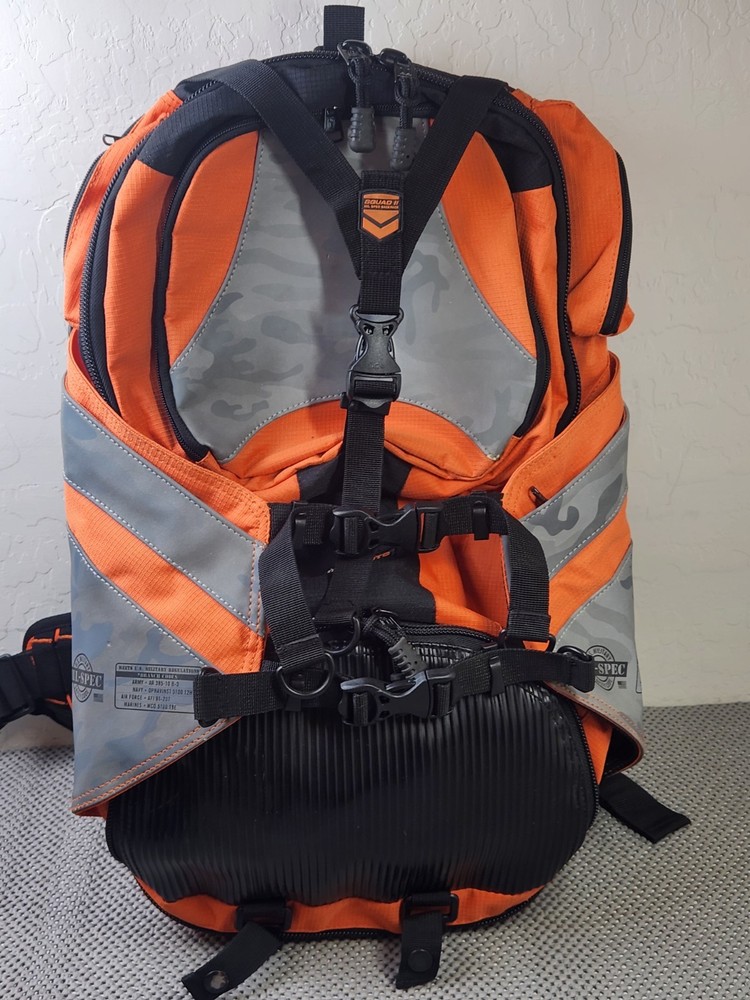 Icon Moto Squad 2 Mil-Spec Orange Black Backpack Tool-Helmet-First Aid Storage