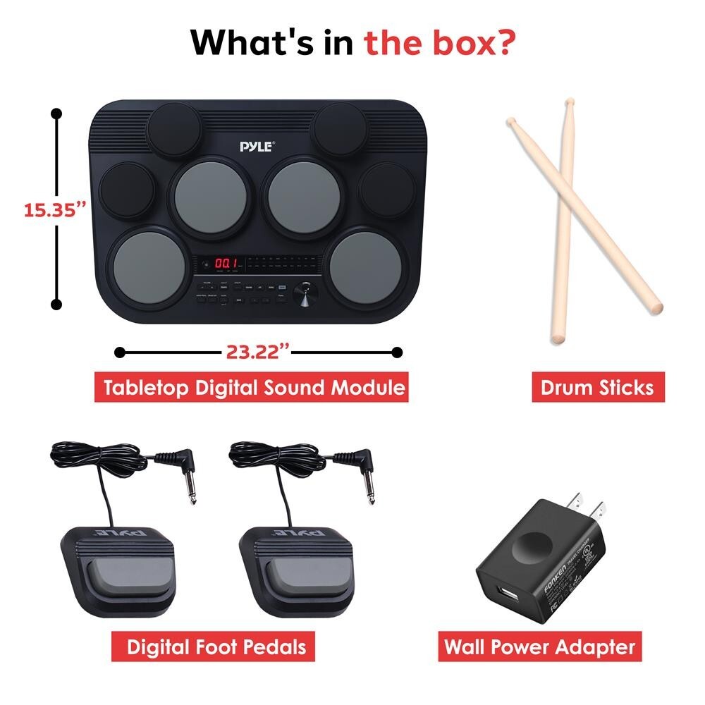 Pyle Electronic Table Digital Drum Kit Top w/ 8 Pad Digital Drum Kit
