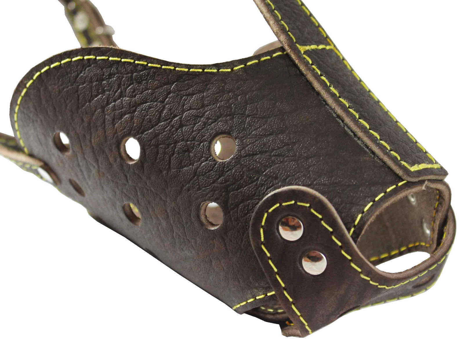 Secure Basket Real Leather Cage Dog Muzzle 13.7"-4.7" snout size German Shepherd