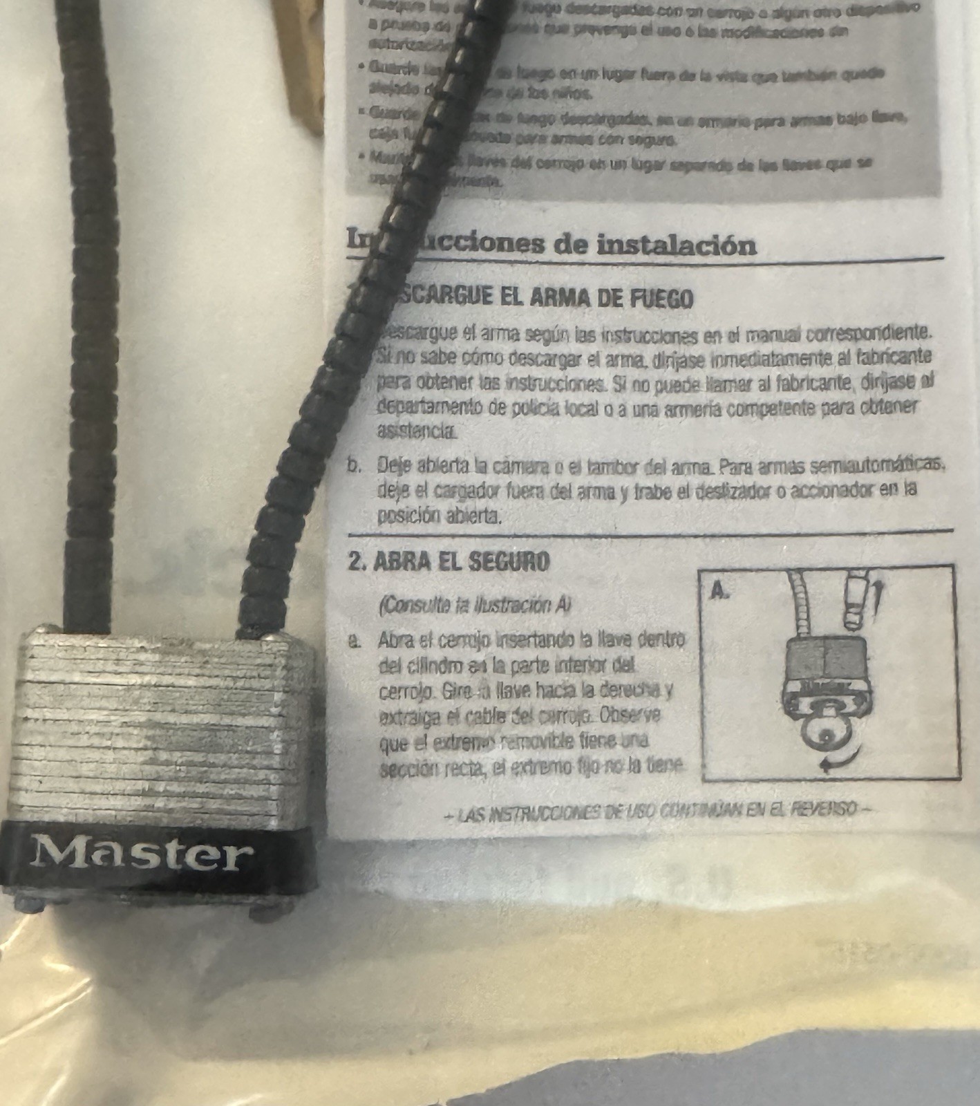 Gun Cable Lock Master Lock #107 2 Keys Factory Sealed