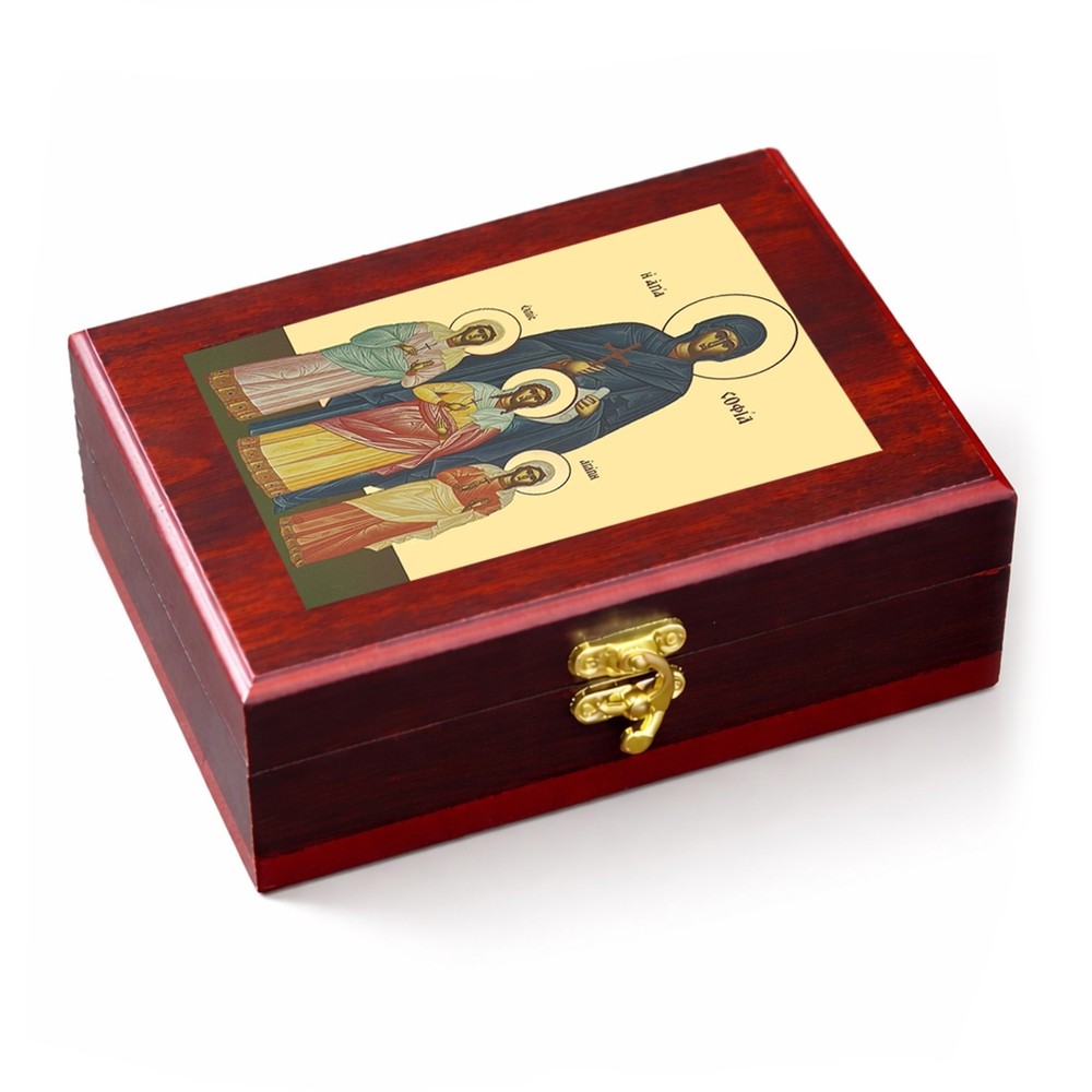 Saints Sophia and Daughters Icon FAITH, HOPE AND LOVE Byzantine Icon Box Greek