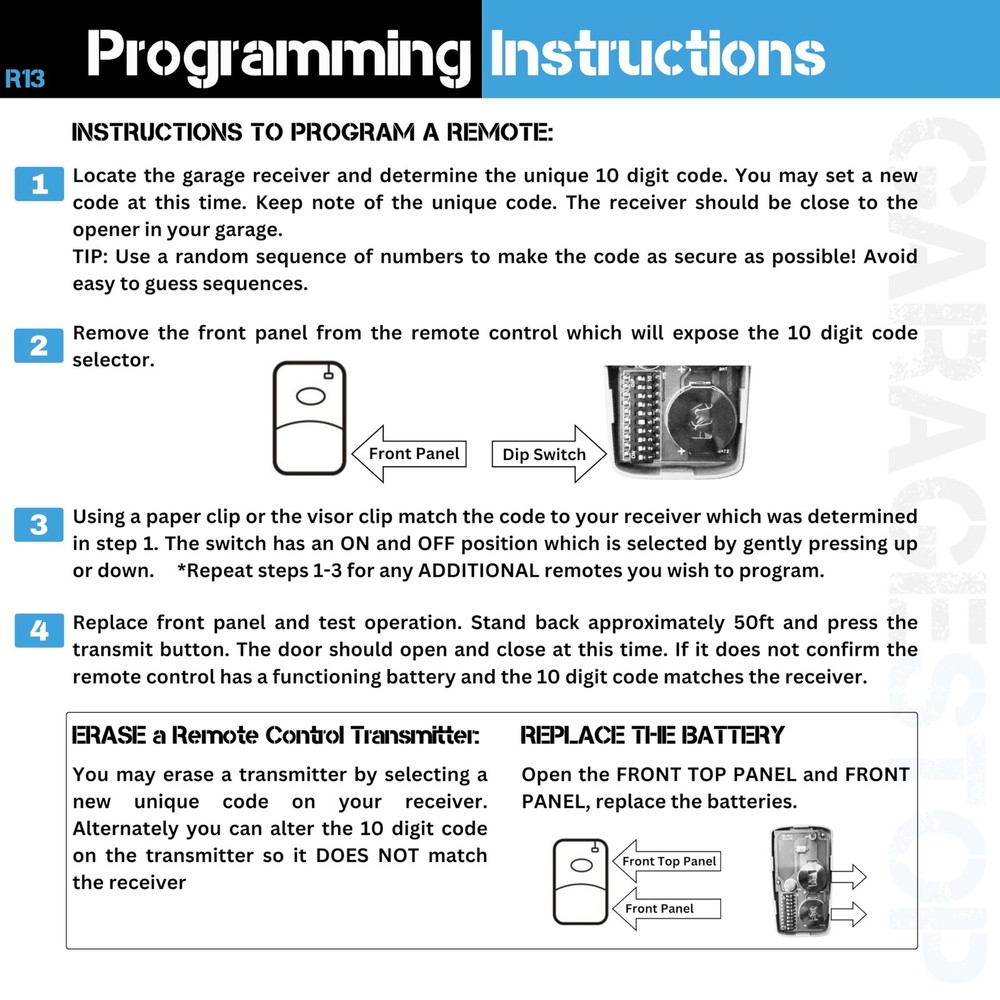 2 for Linear Multi Code Garage Door Opener Remote 3089 MCS412001 2 Button