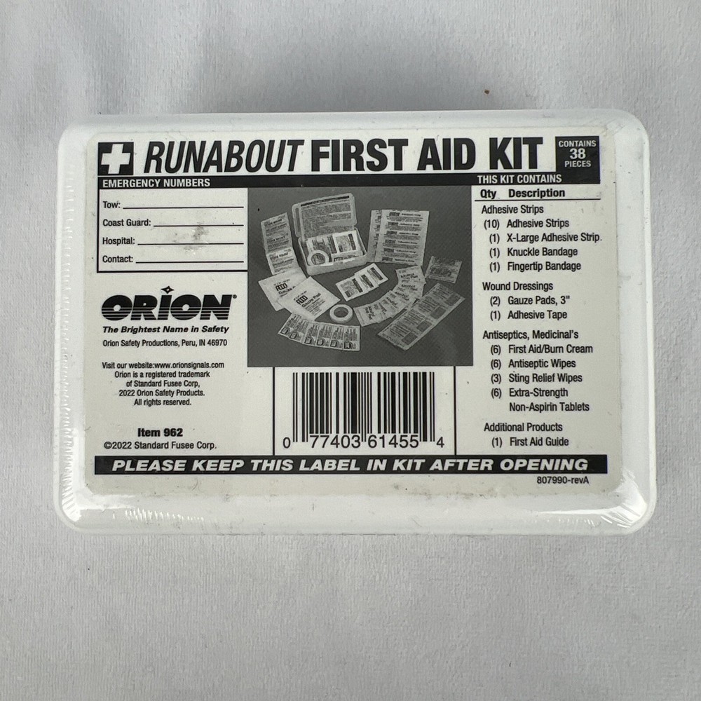 Orion First Aid Kit Runabout #962 38 Pieces
