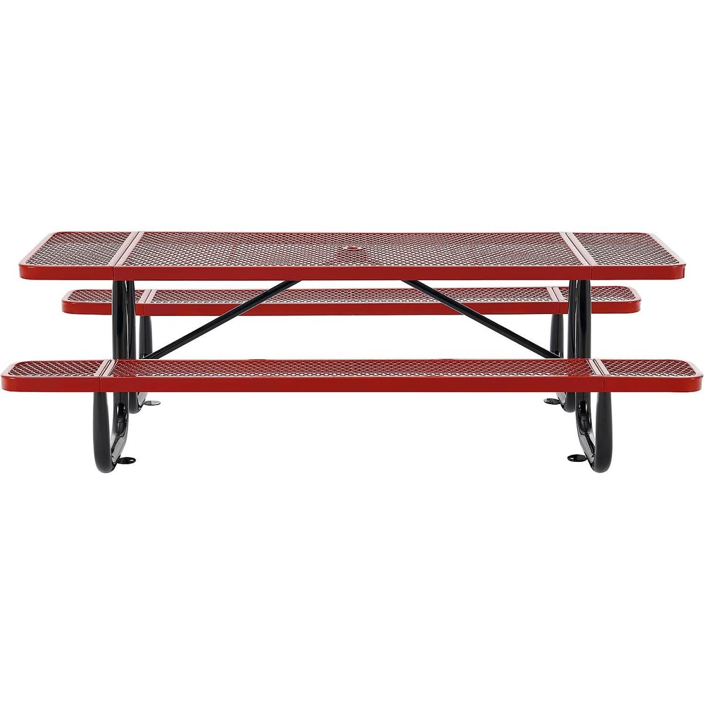 Global Industrial 8'L Rectangular Picnic Table Expanded Metal Red