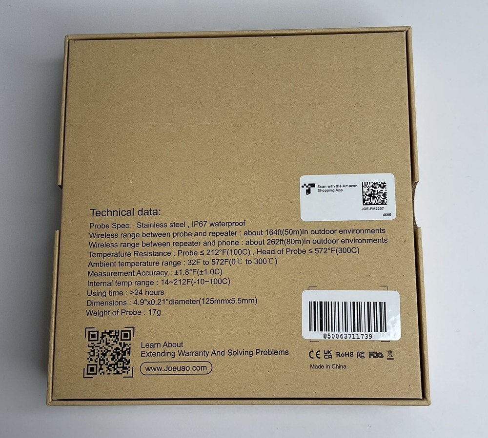 Smart Wireless Meat Thermometer with 2Color-Coded Probes,Standalone Display Base