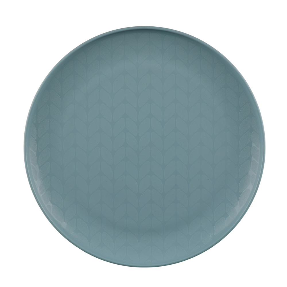 30-Piece Plastic Braided Pattern Dinnerware Bundle Set, Blue