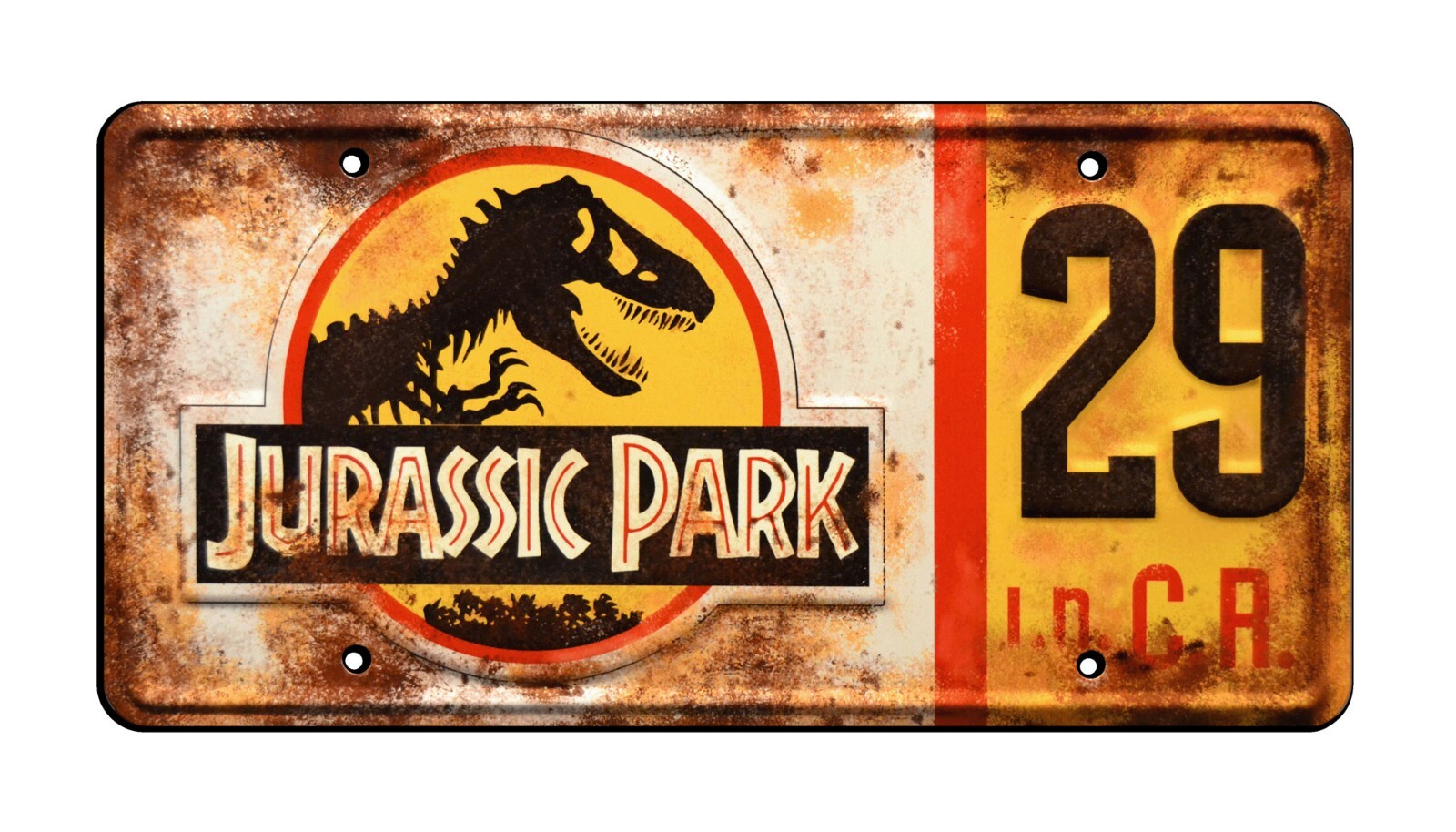 Jurassic World | Hammond’s Jeep | Weathered | STAMPED Replica Prop License Plate